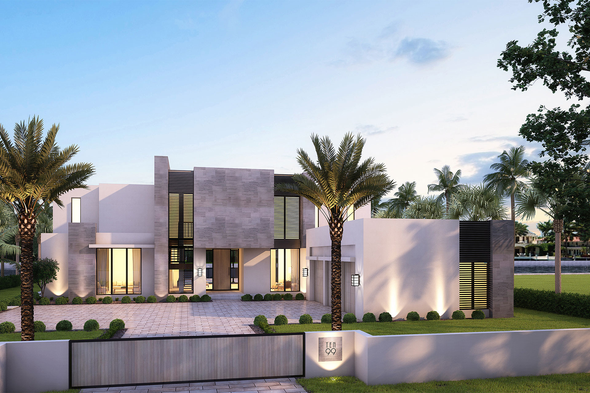 Rendering-1099_SPANISH_RIVER_ROAD_FRONT_ELEVATION_REVISE_HI_RES_FINAL 3d Architectural Renderings by ibi designs inc.